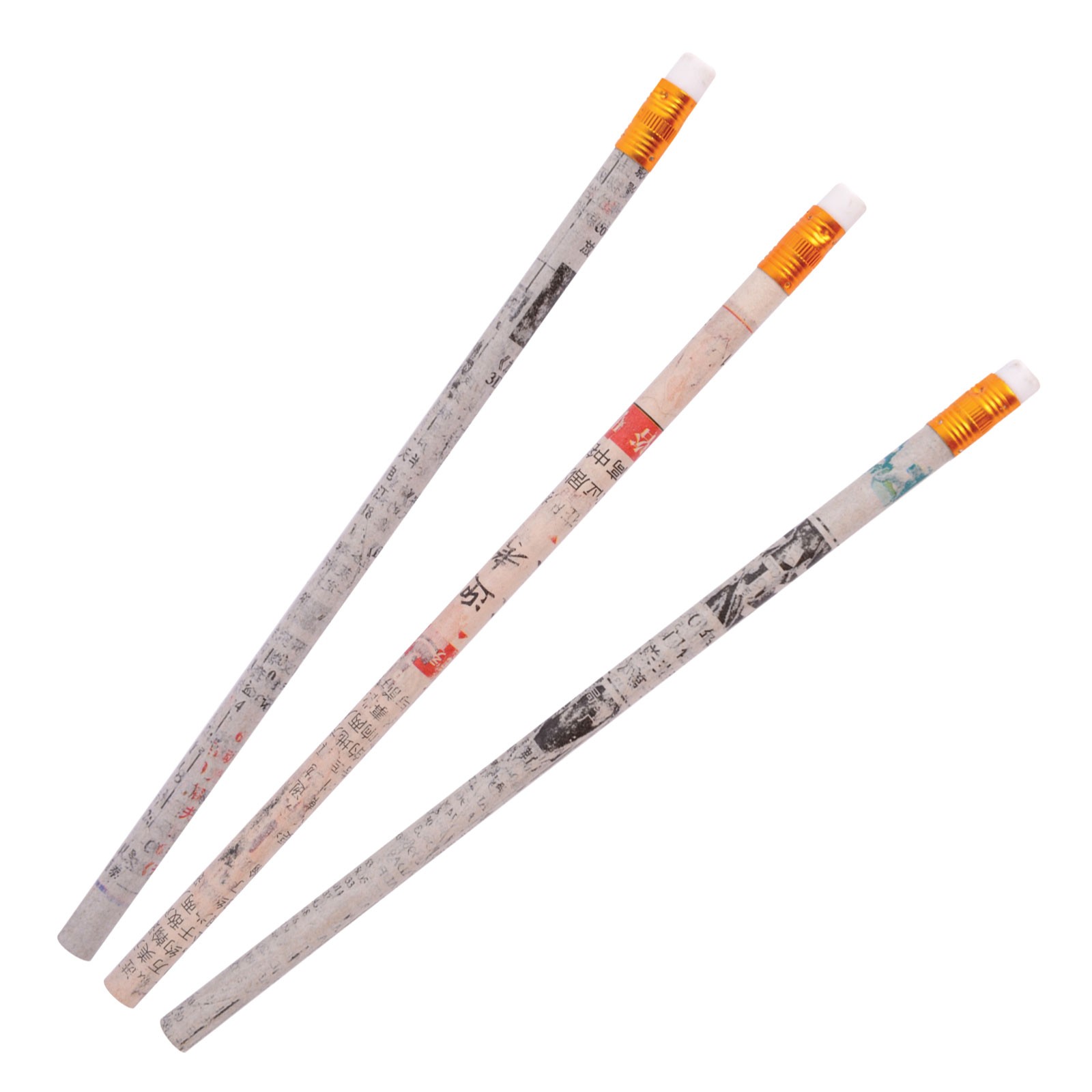 Rubber Tipped Newspaper Print Pencil custom branded-30